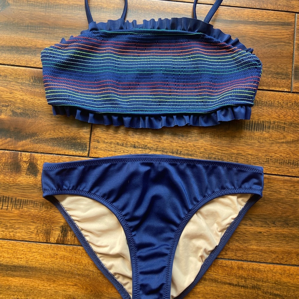 Crewcuts Rainbow and Navy Blue Bikini Set